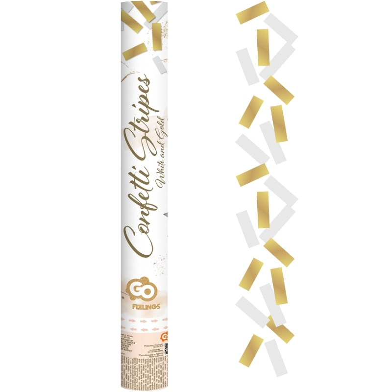 Godan Konfettikanone B&C Gold Und Weiß Papierstreifen / 40 Cm