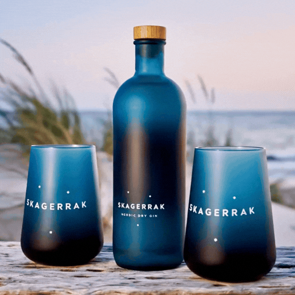 Skagerrak Nordic Dry Gin Fl 70 & 2 glas Skagerrakginogglas by Barlife color Svart