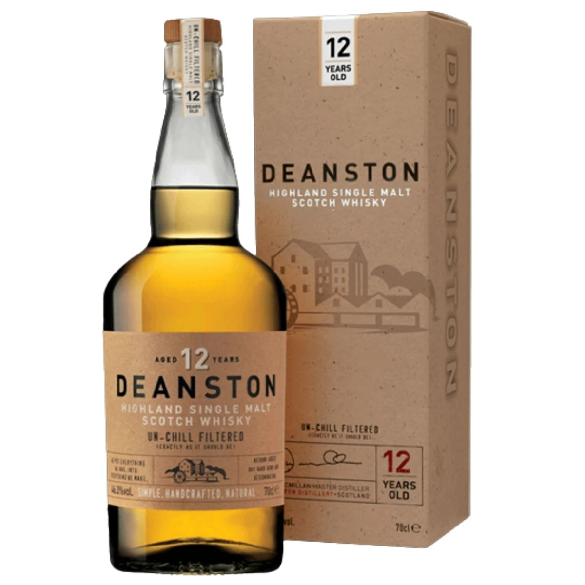 Deanston 12 YO Highland Single Malt Whisky 70 cl 55049 by DEANSTON color Svart