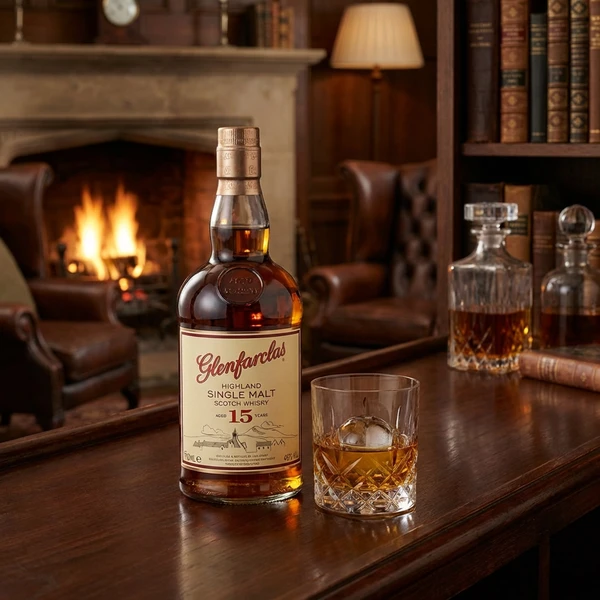 Glenfarclas 15 YO Speyside Single Malt FL 70 55113 by GLENFARCLA color Svart