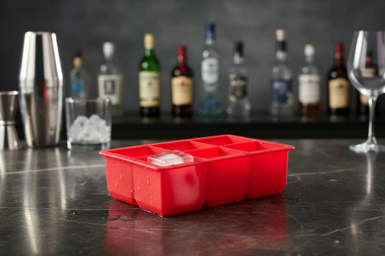 Rote Silikon-Eiswürfelform 6 Fächer BTBL3350 by Beaumont color Röd