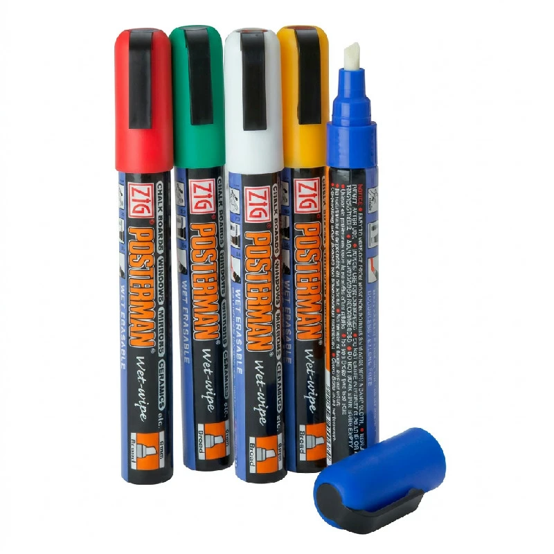 Kreidemarker 6 mm Keilspitze – Bunt (5er-Pack) BTBL3565 by Beaumont color Svart