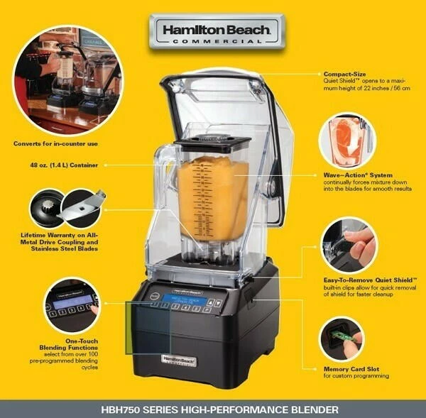 Hamilton Beach ECLIPSE Standmixer mit Schallschutzhaube 2L HBH755-CE by Hamilton B color Svart