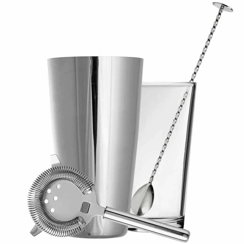 Retail-Kit: Boston-Shaker, ske, strainer &amp; instruktioner. - Urban Bar UB20/21/23/102 by Urban Bar color Silver