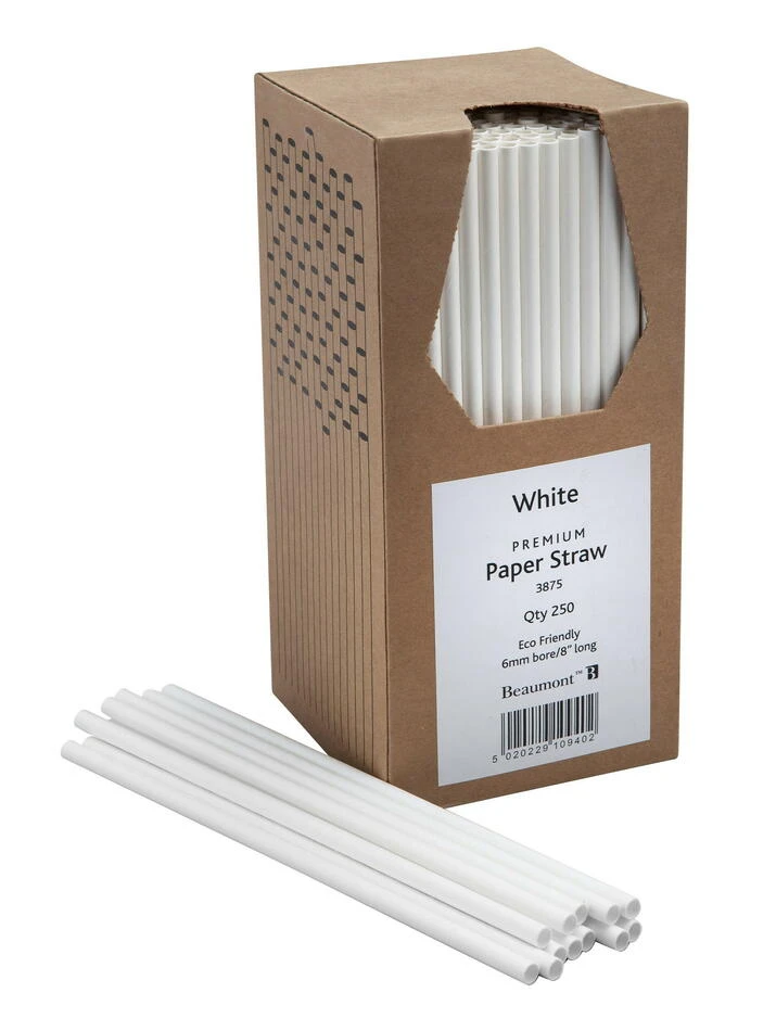 Papierstrohhalme 20 cm 6 mm - Weiß 250er-Pack BTBL3875 by Beaumont color Vit