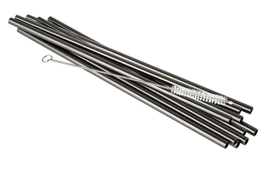 Edelstahl-Trinkhalme - Gunmetal-Optik 11 Stück - 21,5 cm Ø8 11193384 by APS color Gunmetal