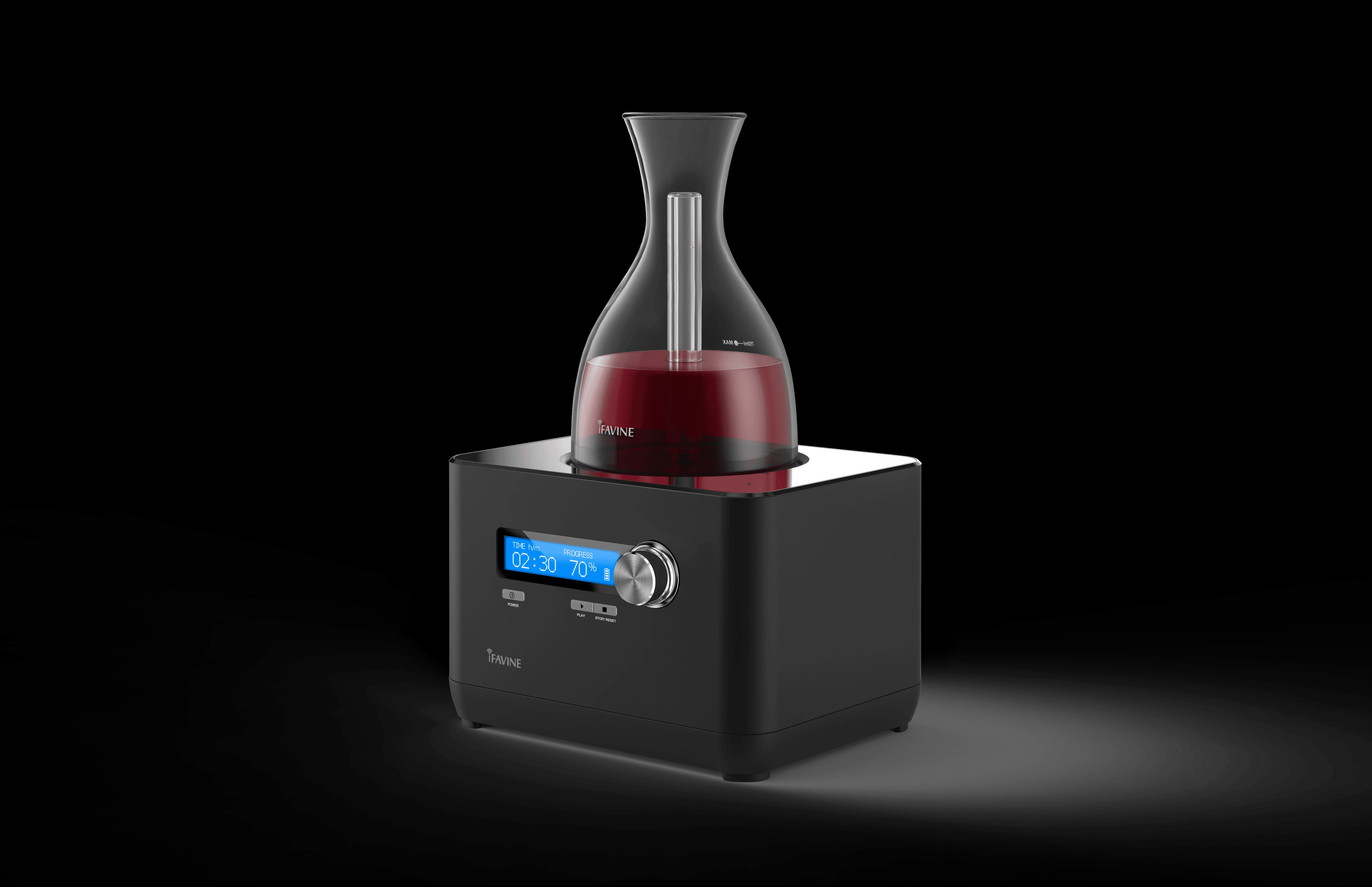 iSommelier, KEIN WIFI, tragbare 750ml Glaskaraffe IFAD512 by IFAP color Svart