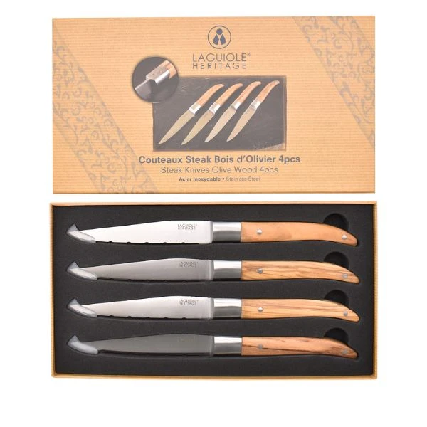 Laguiole Heritage Messer aus Olivenholz 4 Stk. 40271004 by Laguiole color Svart