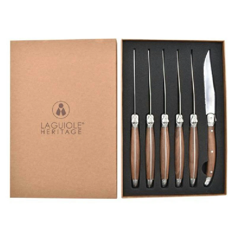 Laguiole Heritage Steakmesser aus Walnussholz, 6-teilig 40271005 by Laguiole color Svart