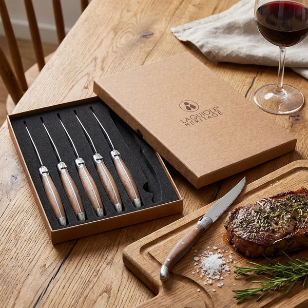 Laguiole Heritage Steakmesser aus Walnussholz, 6-teilig 40271005 by Laguiole color Svart