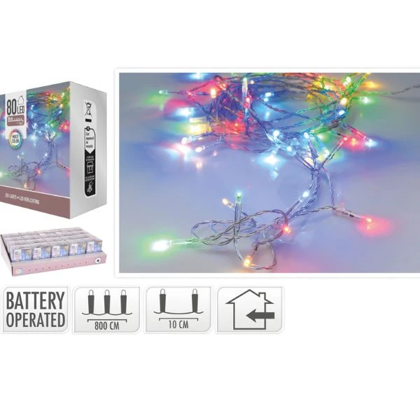 LED-Lichterkette 80 LEDs batteriebetrieben bunt AX9800280 by Koop color Färgad