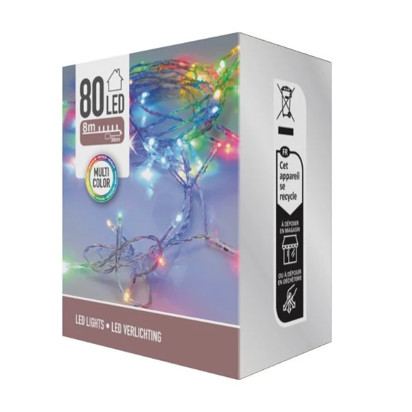 LED-Lichterkette 80 LEDs batteriebetrieben bunt AX9800280 by Koop color Färgad