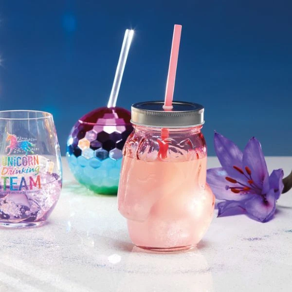 Discokugel Trinkbecher mit Strohhalm 560 ml BarCraft BCDISCO by BarCraft color Svart