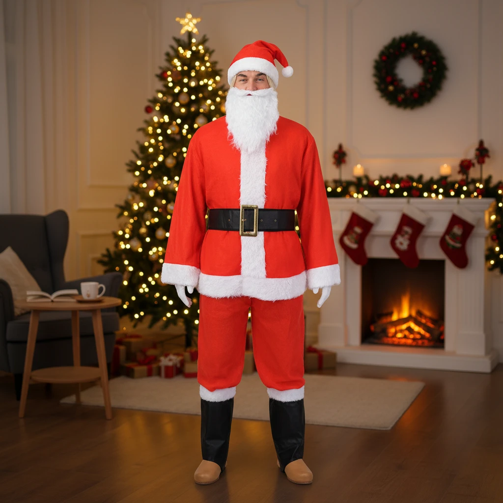 Luxus Weihnachtsmann Kostüm 9-teilig AAF201240 by Koop color Vit/Röd