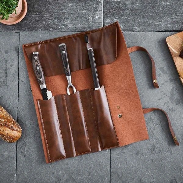 Hâws Santo BBQ-Set 3-teilig mit Lederetui 30-HSBBQLP by Hâws Santo color Silver/brun