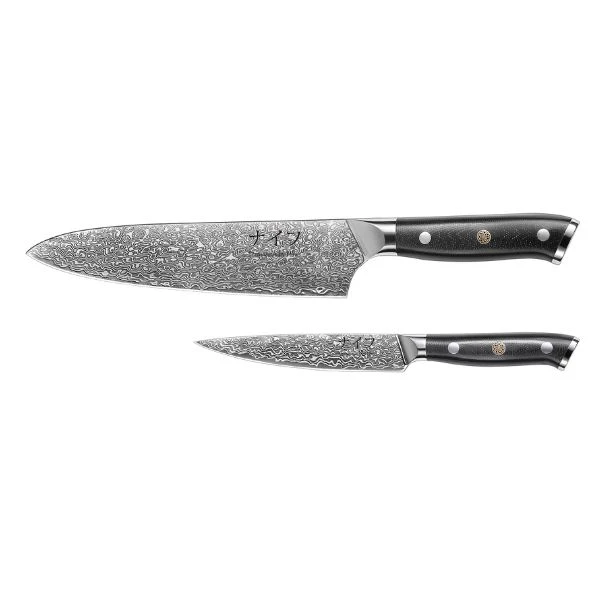 Damascus by Hâws Kochmesser 32 cm + Allzweckmesser 24 cm G10 30-DCUG by Damascus by Hâws color Silver/brun