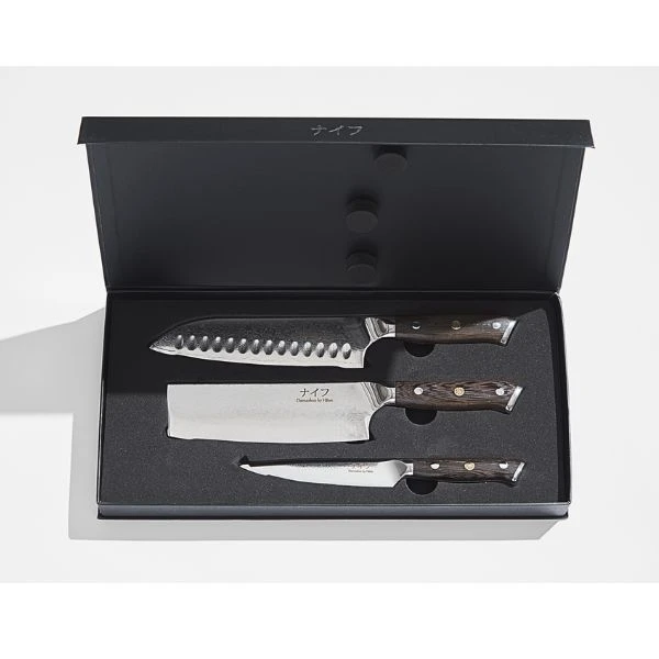 Damascus By Hâws Messerset 3-teilig Wengé 30-DBHSVUW by Damascus by Hâws color Silver/brun