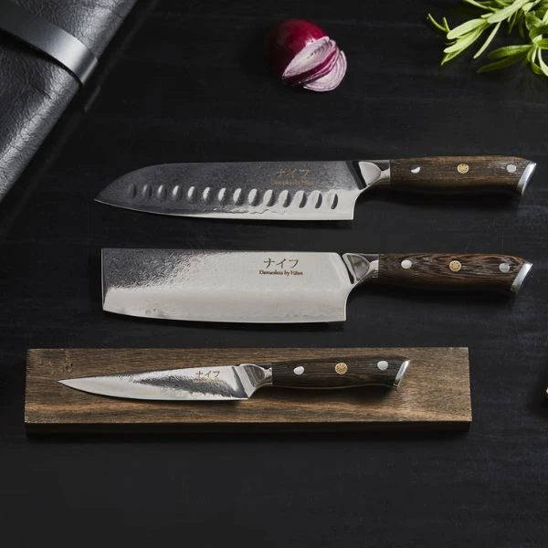 Damascus By Hâws Messerset 3-teilig Wengé 30-DBHSVUW by Damascus by Hâws color Silver/brun