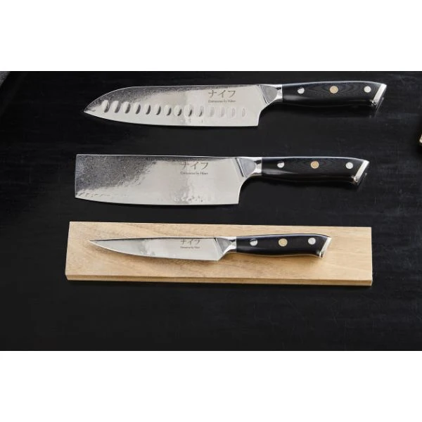 Damascus by Hâws Santoku-, Gemüse- & Allzweckmesser-Set 30-DSVUG by Damascus by Hâws color Silver/brun