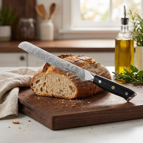 Damascus By Hâws Brotmesser 33 cm 30-DHB009 by Damascus by Hâws color Silver/brun