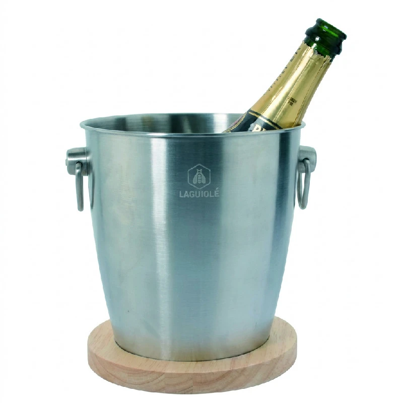 LAGUIOLE Weinkühler mit Holzuntersetzer 40268930 by Laguiole color Silver
