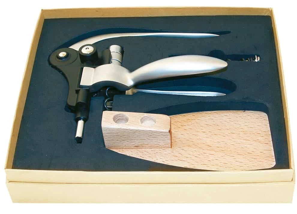 Laguiole Korkenzieher Japanische Zelkove auf Holzständer 40268550 by Laguiole color Svart