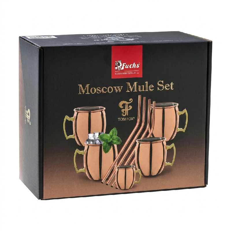 Moscow Mule Set mit Trinkhalm 450 ml – Kupfer 17081 by Fuchs Gastro color Koppar