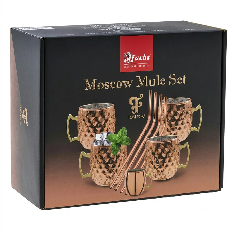 Moscow Mule Diamant-Set mit Trinkhalm 450 ml – Kupfer 17074 by Fuchs Gastro color Koppar