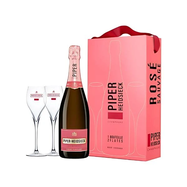Piper-Heidsieck Rosé Champagne Brut Geschenkset m. 2 Gläsern FL 75 1004730 by PIPERHEIDS color Svart