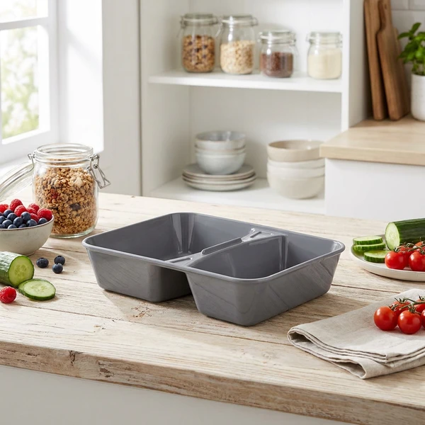 Wiederverwendbare Lunchbox Grau – Polycarbonat 1335 ml ohne Deckel 800408-DG by GLASS4EVER color Svart
