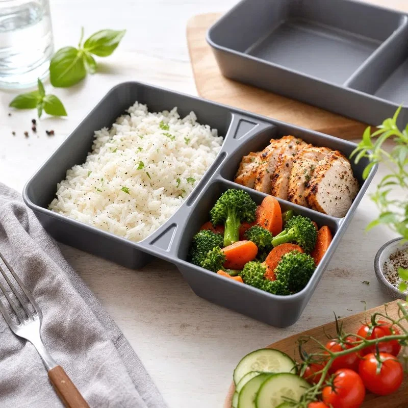 Wiederverwendbare Lunchbox Grau – Polycarbonat 1335 ml ohne Deckel 800408-DG by GLASS4EVER color Svart