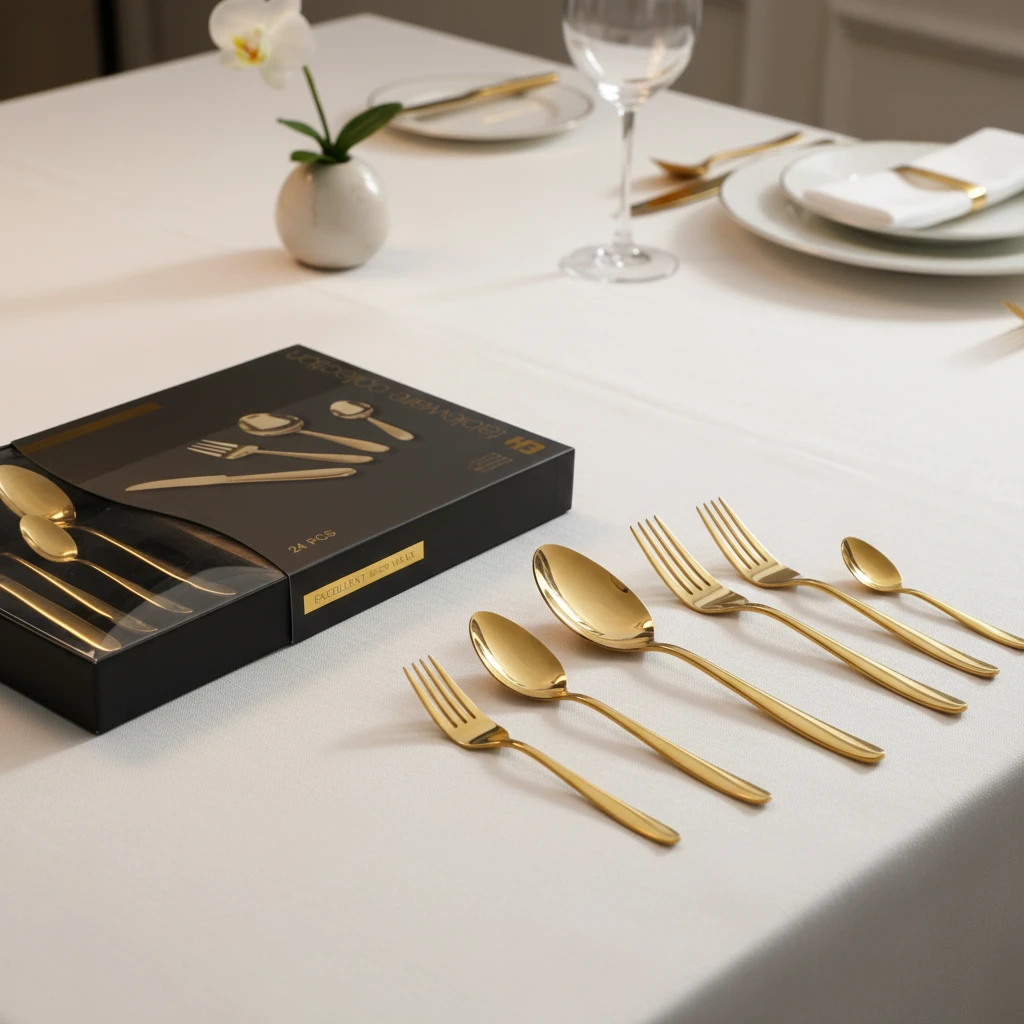Besteckset 24-teilig Gold CC4100940 by Koop color Goud