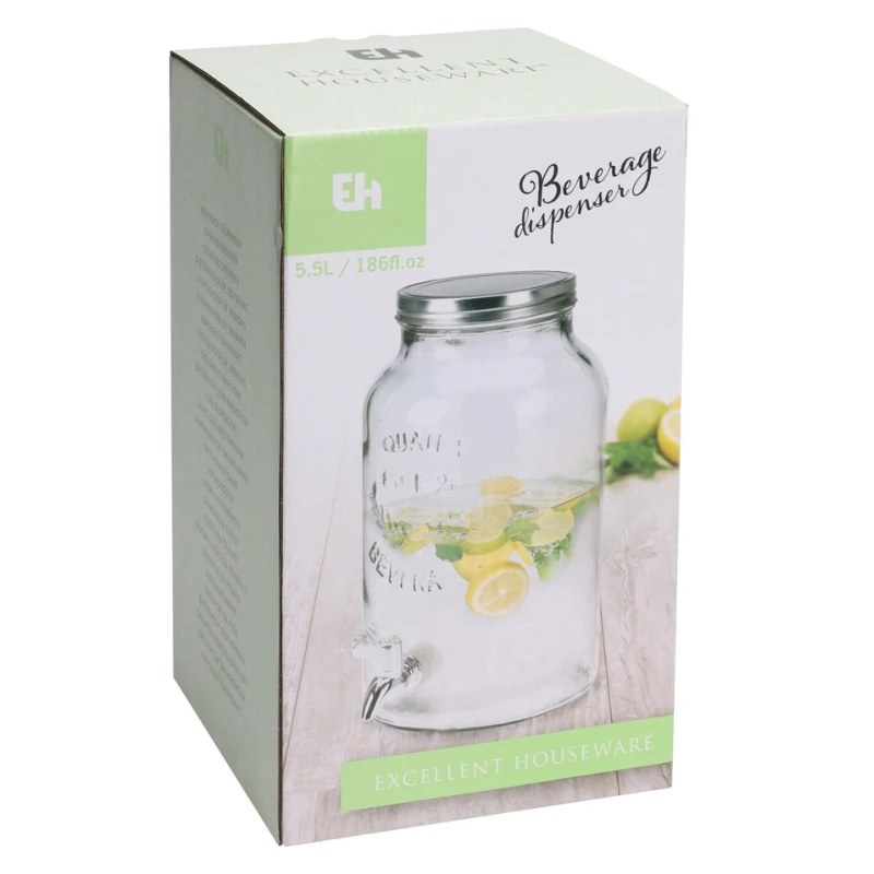 Getränkespender aus Glas 5,5 Liter CD4100060 by Koop color Helder