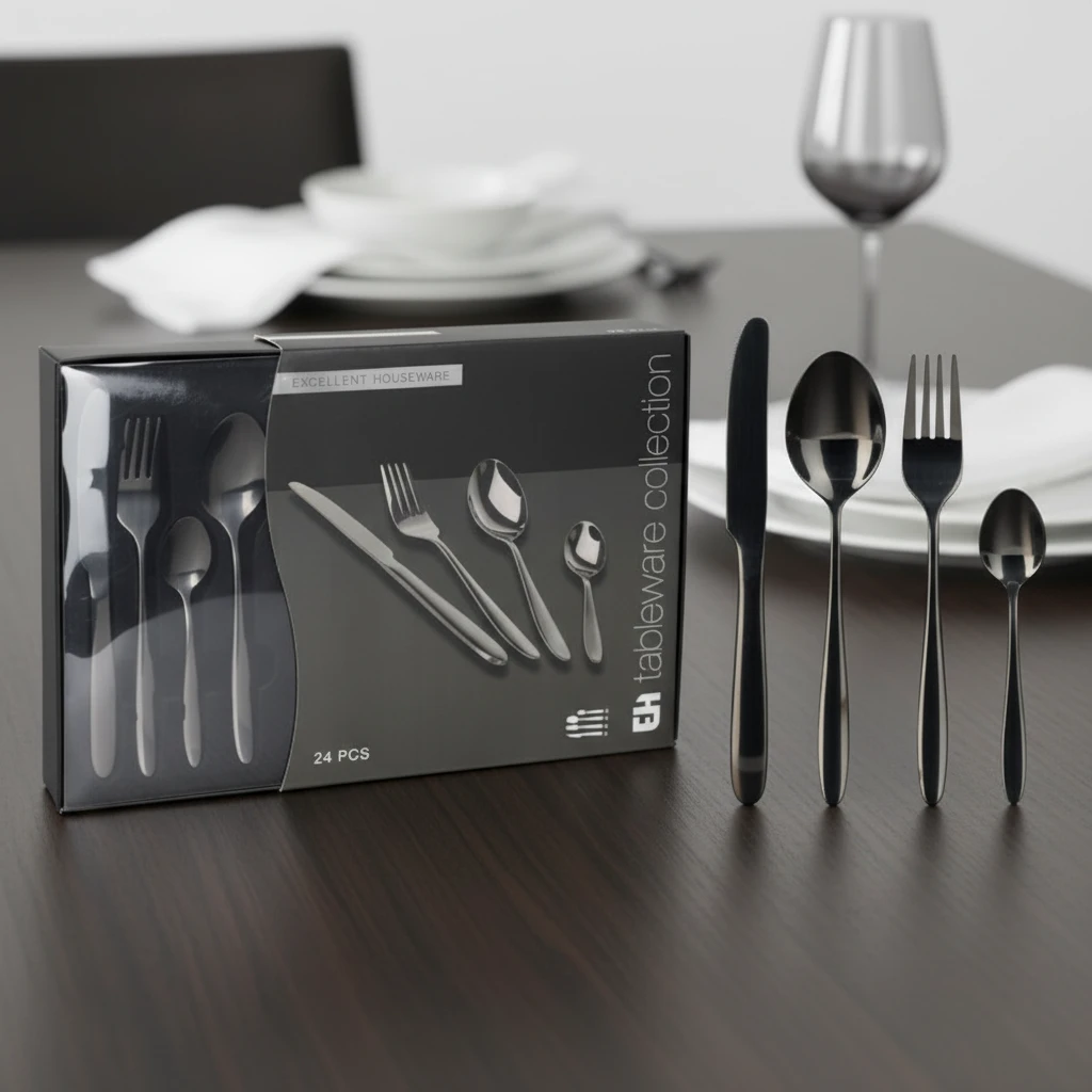 Besteckset 24-teilig Schwarz CC4100950 by Koop color Svart