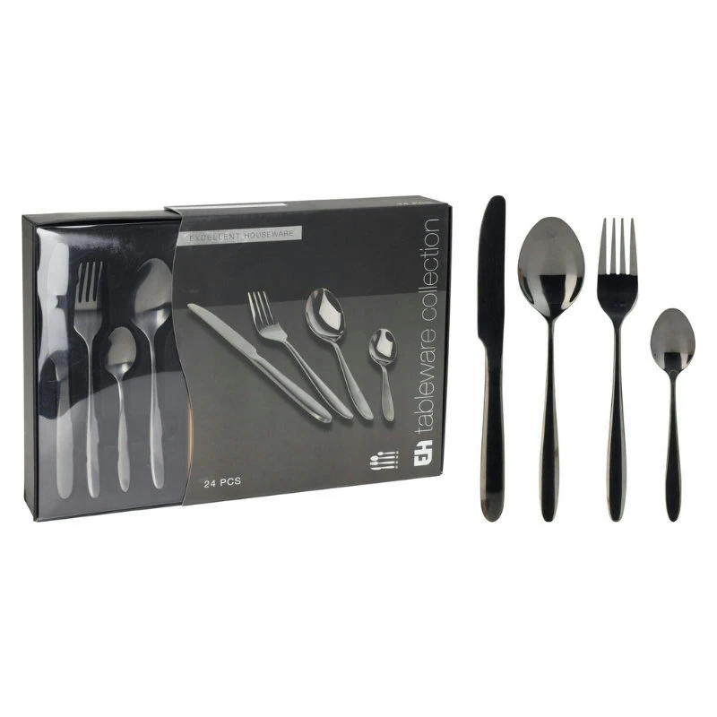 Besteckset 24-teilig Schwarz CC4100950 by Koop color Svart