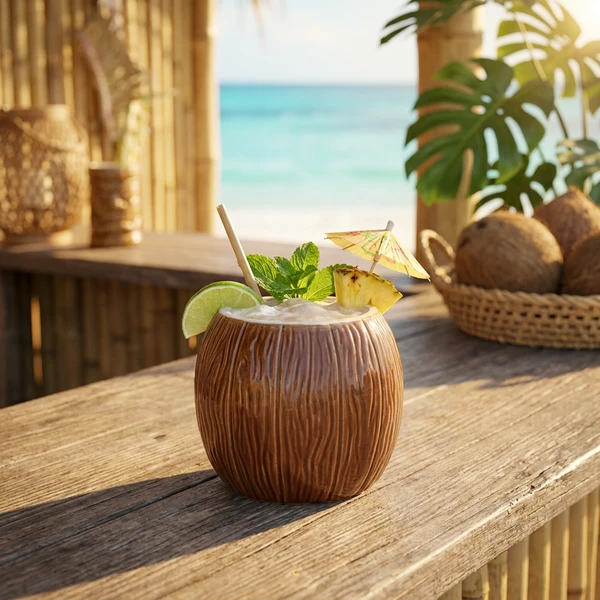 Keramik Kokosnuss Tiki Becher 500ml BTBL3406 by Beaumont color Svart