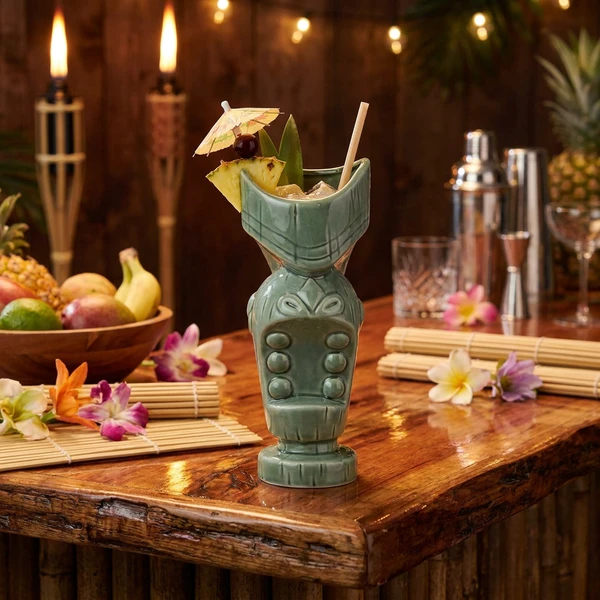 Keramik Tiki-Becher Großer Mund 650ml BTBL3404 by Beaumont color Svart