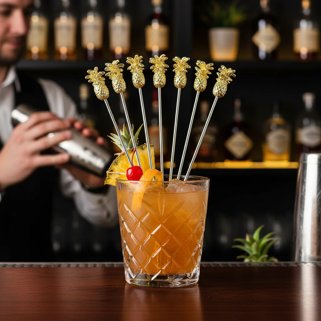 Ananas Cocktailspieße 10er-Pack – Gold BTBL3734 by Beaumont color Goud