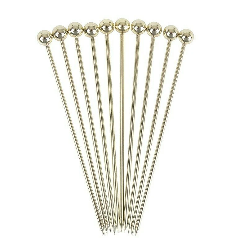 Ball Garnish Cocktailspieße 10er-Pack – Gold BTBL3732 by Beaumont color Goud
