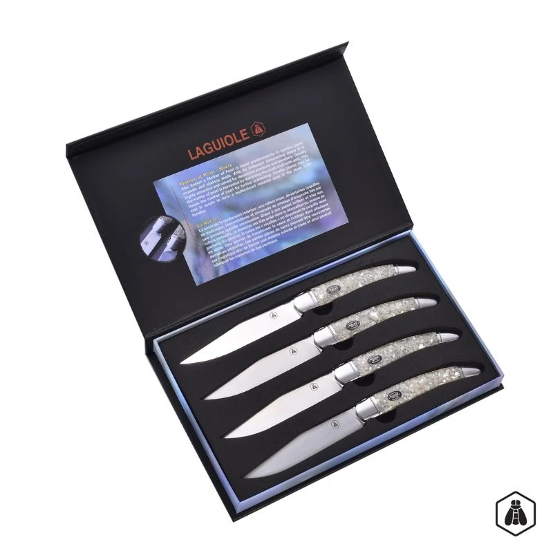 Laguiole Steakmesser in Perlmutt-Optik, 4er-Set 40269069 by Laguiole color Svart