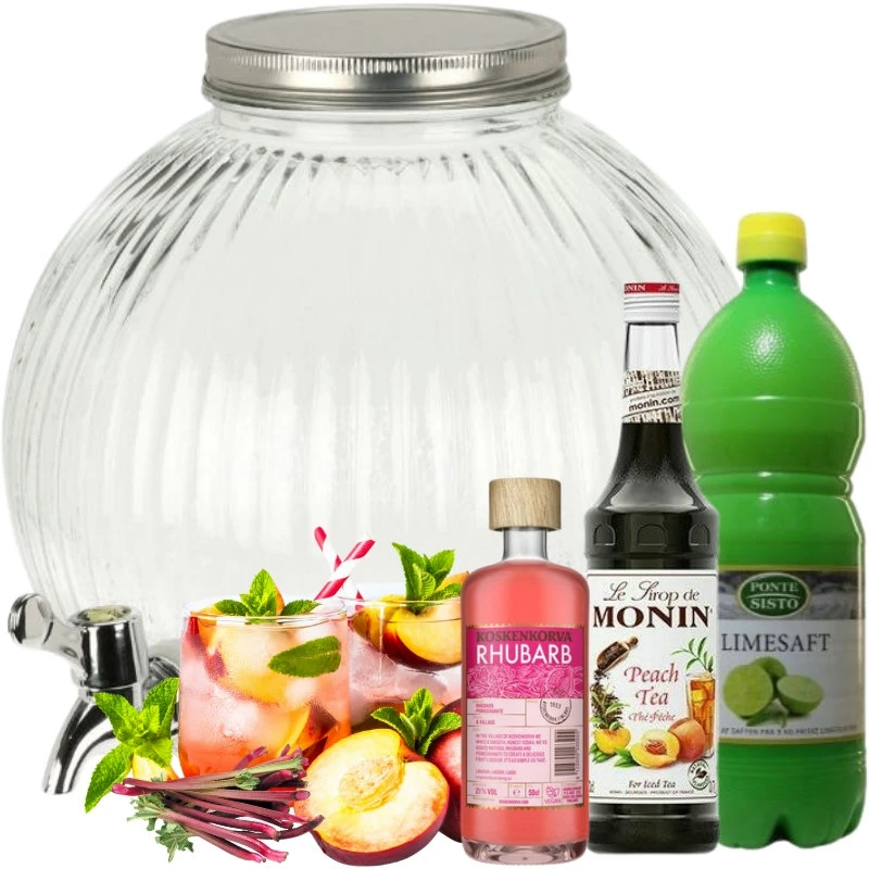 Fersken & Rabarber Dispenser Drinkspakke 5 Liter DDSKpakke33 by Barlife color Svart