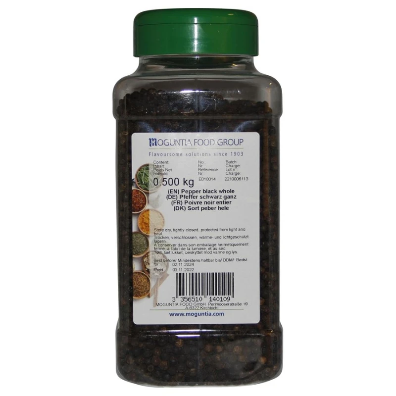 Schwarzer Pfeffer ganz in Streudose 500 g 252212 by HAYA4YOU color Svart