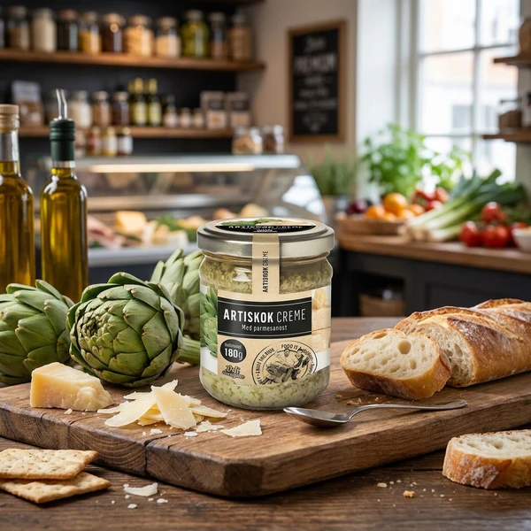 Artischockencreme mit Parmigiano 180g 118 by Deli Drengene color Svart