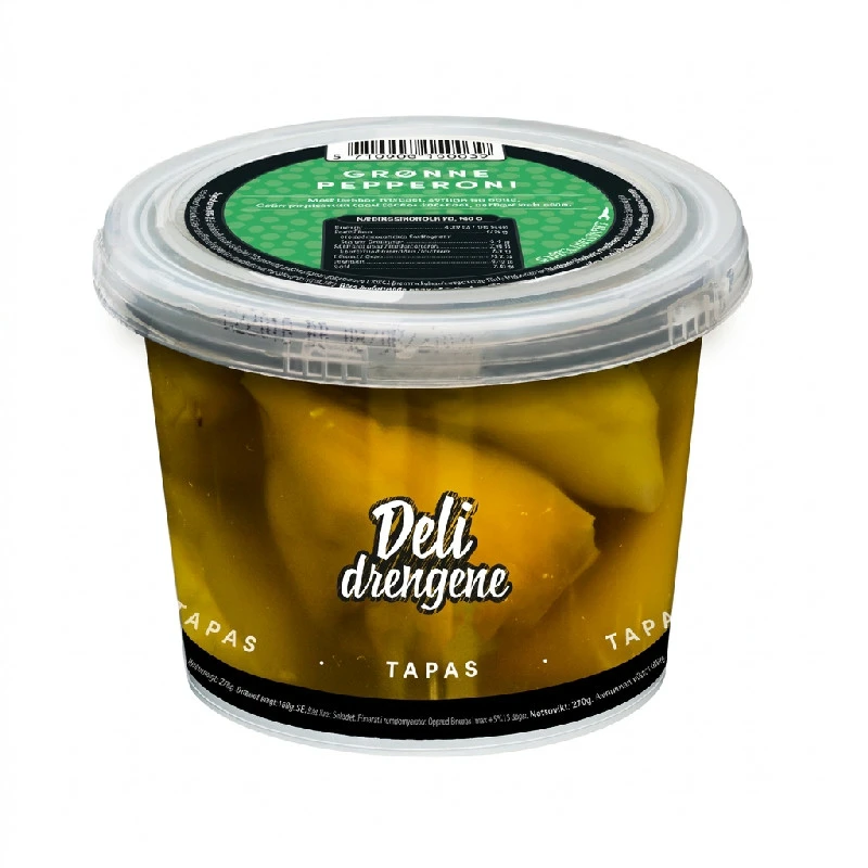 Grüne Peperoni mit Frischkäse 270g (160g Abtropfgewicht) 1803 by Deli Drengene color Svart