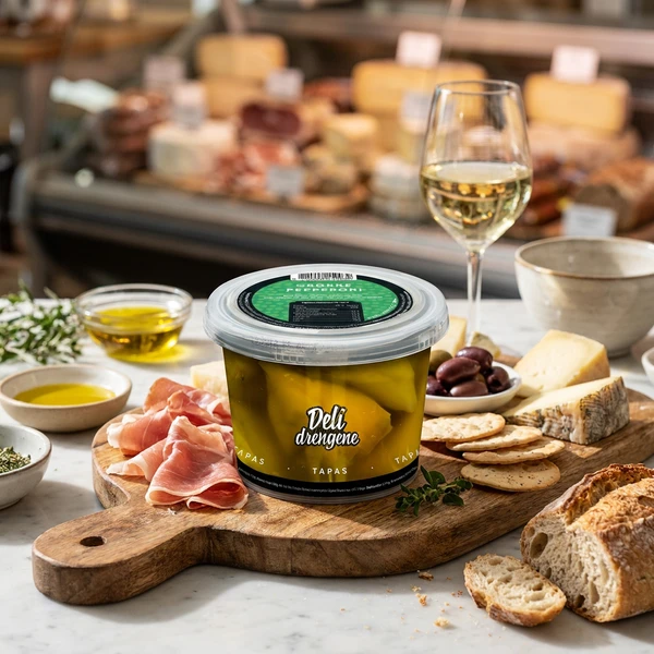 Grüne Peperoni mit Frischkäse 270g (160g Abtropfgewicht) 1803 by Deli Drengene color Svart