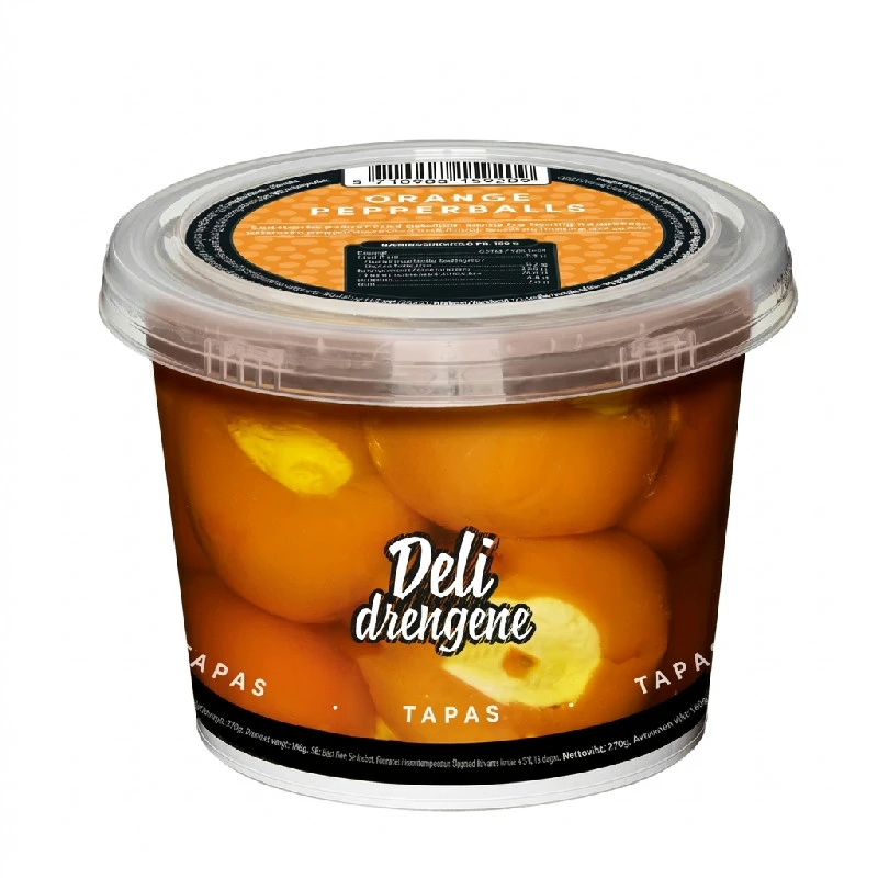 Orange Paprikaschoten mit Honig-Senf-Käse 270g (160g Abtropfgewicht) 1810 by Deli Drengene color Svart