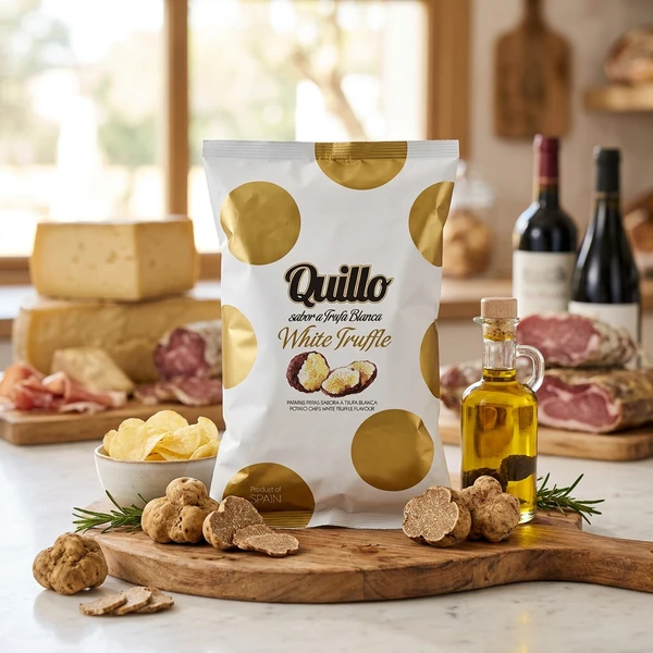 Trüffel Chips Quillo 45g 1986 by Deli Drengene color Svart