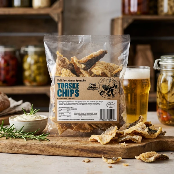 Kabeljau-Chips 100g 284 by Deli Drengene color Svart