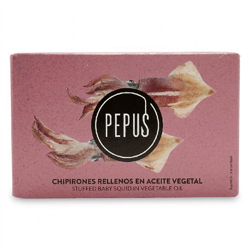Pepus gefüllte Tintenfische in Sonnenblumenöl 120ml/72 59102 by Deli Drengene color Svart
