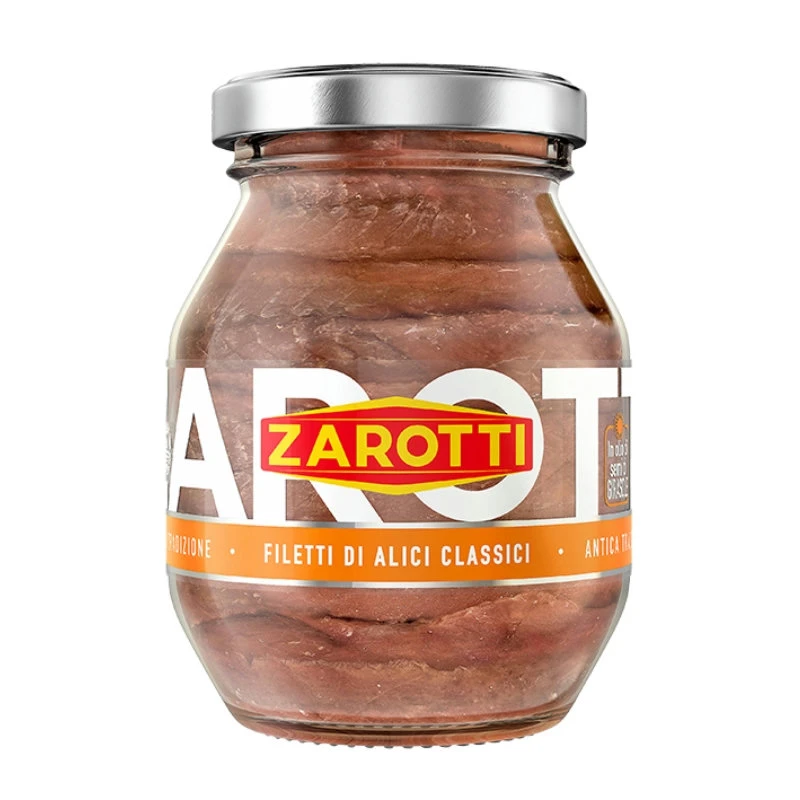 Sardellen in Sonnenblumenöl Zarotti 140g (74g) 59214 by Deli Drengene color Svart